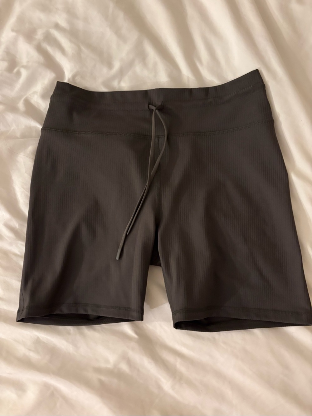 Fabletics Black Ribbed High-Rise Bike Shorts